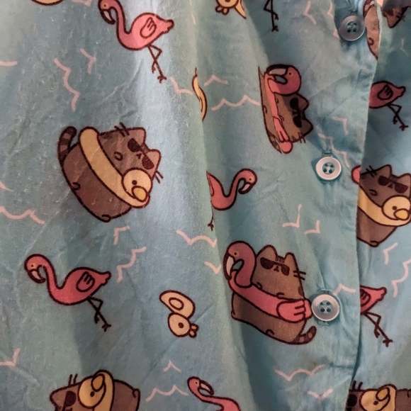 Pusheen print button front tie tank top - Picture 2 of 3